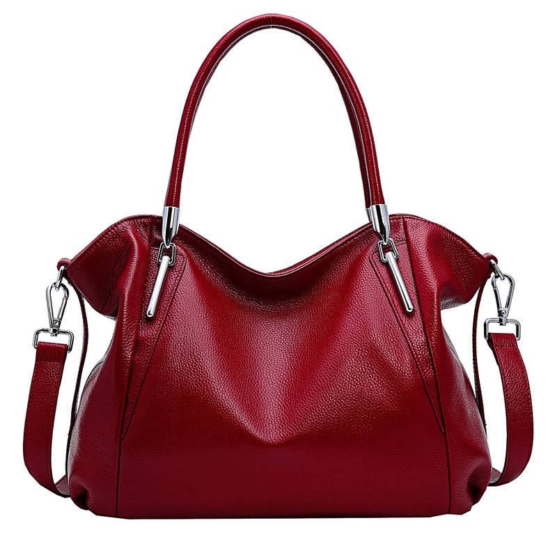 HESHE Soft Leather Handbags for Women Shoulder Handbags Tote Hobo Purses Satchel Bags Classic Women Purses Cross Body Bag (Wine) - Image 5